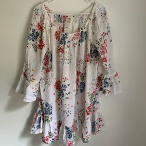 Terra & Sky long flowy floral shirt 1X